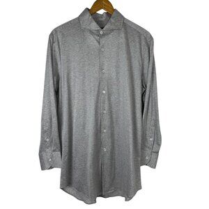 Canali Heather Grey Cotton Jersey Knit Long Sleeve Shirt LG Quiet Luxury Italy